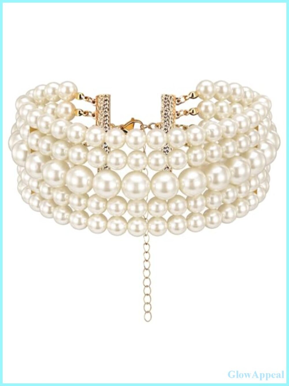 5 Layer Imitation Pearl Choker Necklace for Women Bridal Wedding Party
